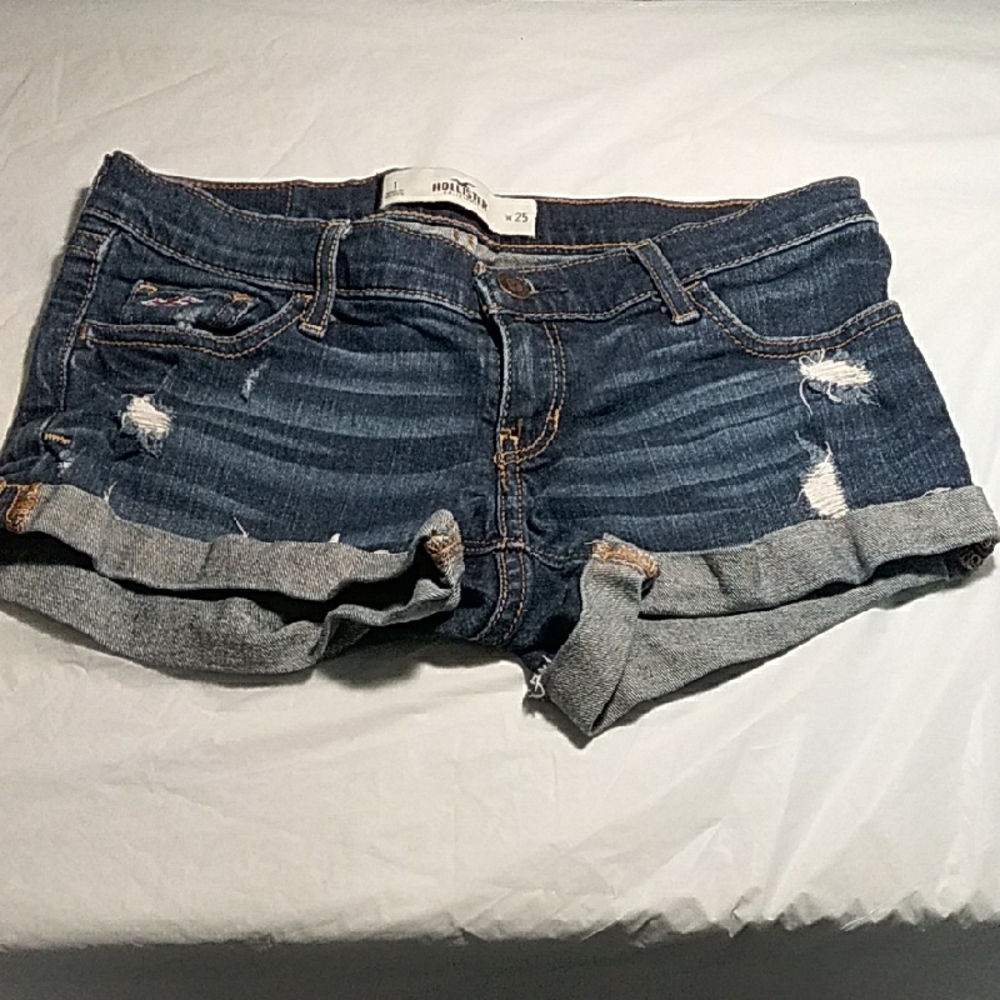 Hollister Blue Jean Shorts Distressed Cut-Off Style